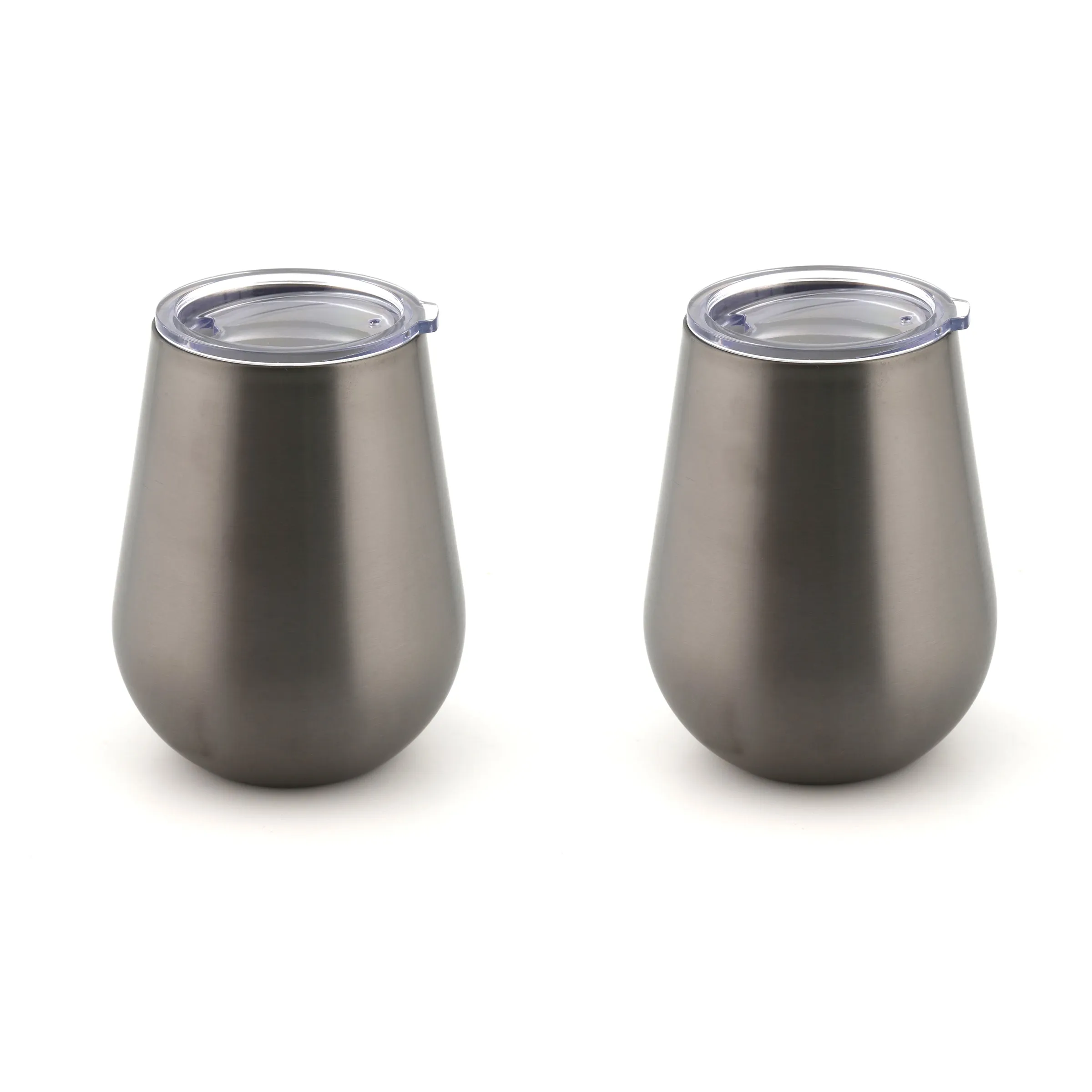 14 Oz Nickel Stemless Wine Tumblers, Set Of 2