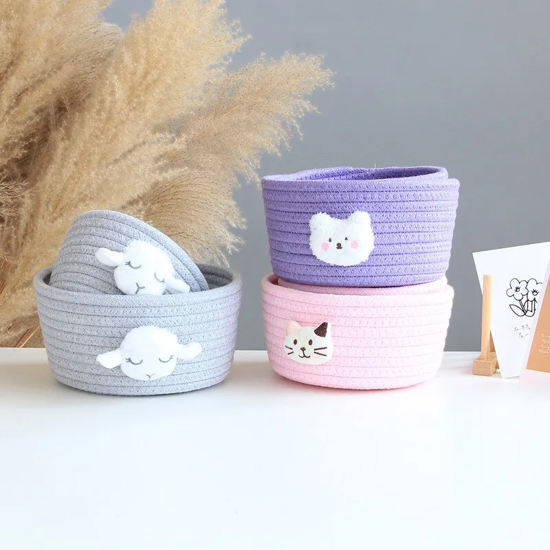 Animal Cotton Rope Woven Storage Baskets