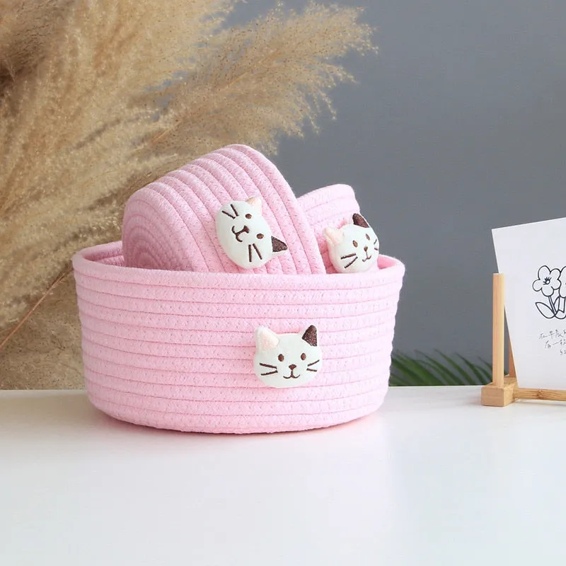 Animal Cotton Rope Woven Storage Baskets