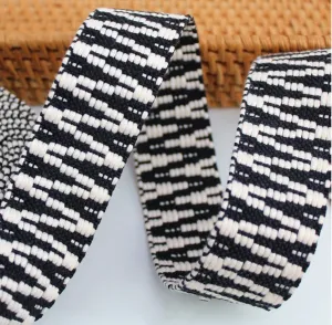 Black & White Woven Webbing Tape 38mm