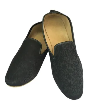 Black - Very comfortable Self Woven Loafer style Mojri - Indian Mens shoes - Mojari, Khossay -  YD2305 C