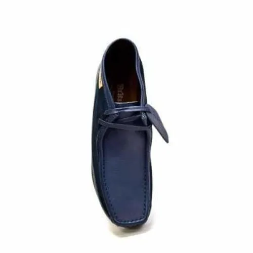 British Walkers New Castle Men's Navy Blue Leather and Suede Ankle Boots