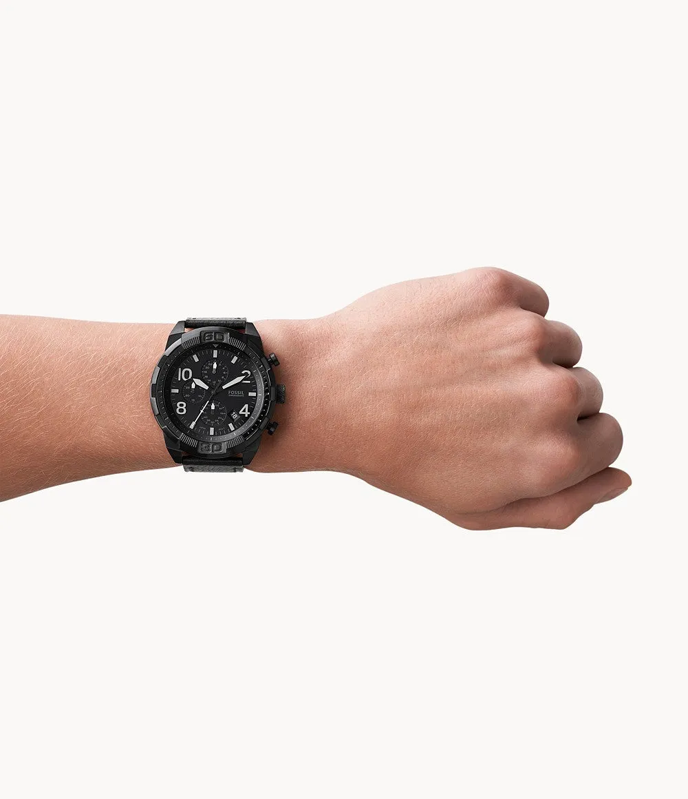 Bronson Chronograph Black Eco Leather Watch
