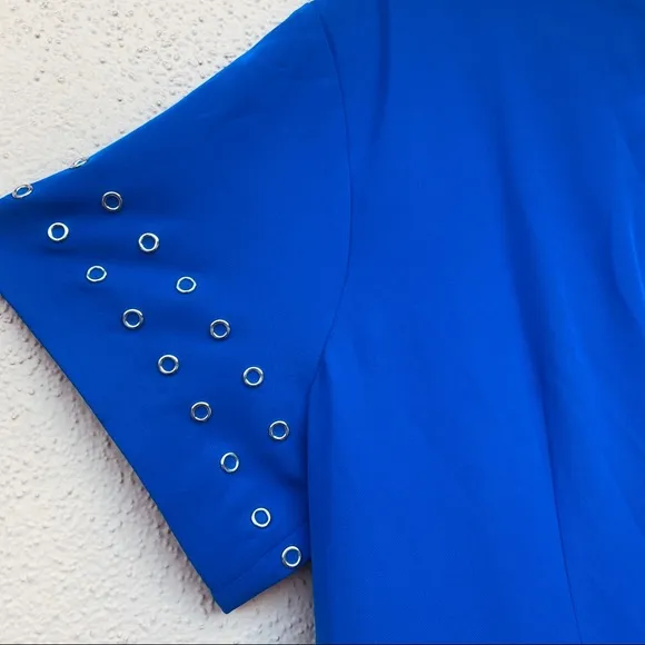 CALVIN KLEIN dress plus size grommet trim SHIFT t-shirt royal blue silver 16W 16