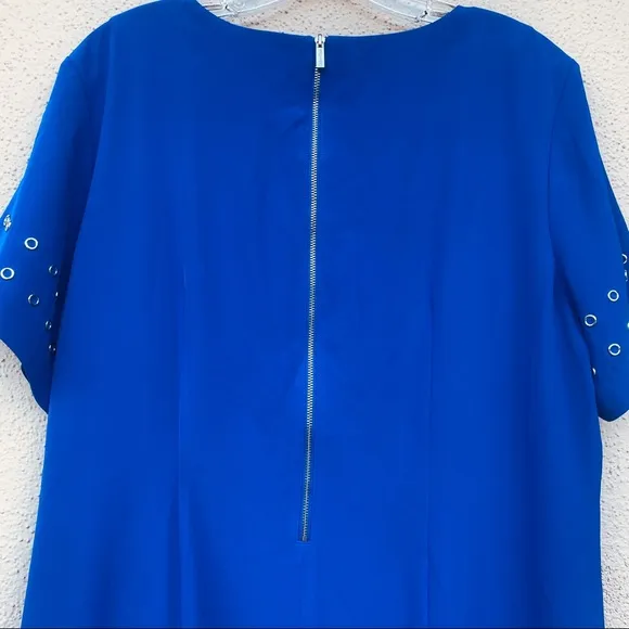 CALVIN KLEIN dress plus size grommet trim SHIFT t-shirt royal blue silver 16W 16