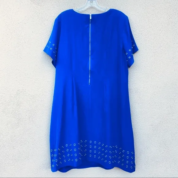 CALVIN KLEIN dress plus size grommet trim SHIFT t-shirt royal blue silver 16W 16