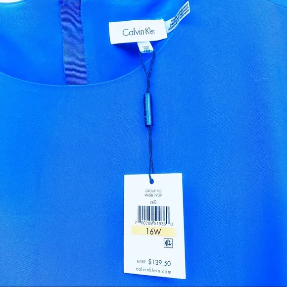 CALVIN KLEIN dress plus size grommet trim SHIFT t-shirt royal blue silver 16W 16