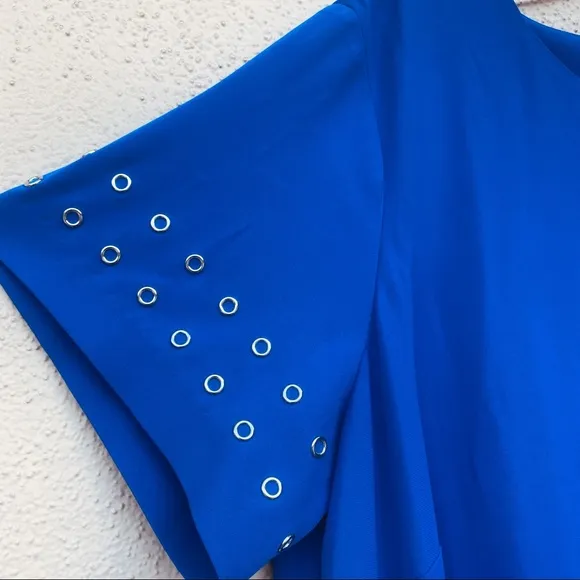 CALVIN KLEIN dress plus size grommet trim SHIFT t-shirt royal blue silver 16W 16
