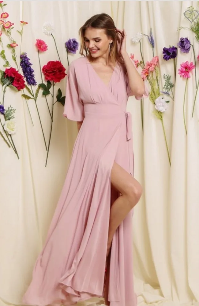Cape Sleeve Wrap Dress