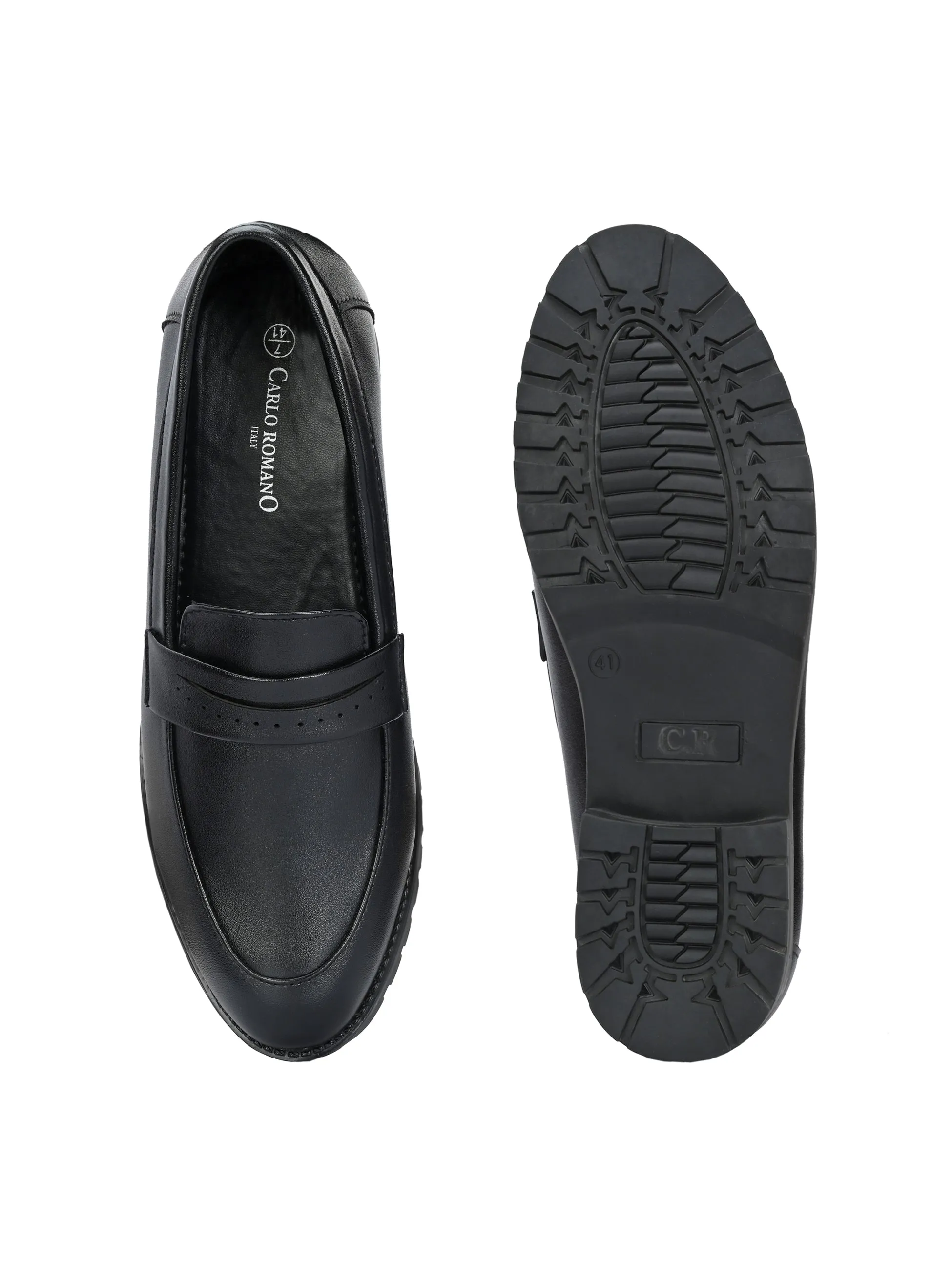 CARLO ROMANO BY WASAN BLACK COLOUR VEGAN LEATHER MOCCASIN FOR MEN