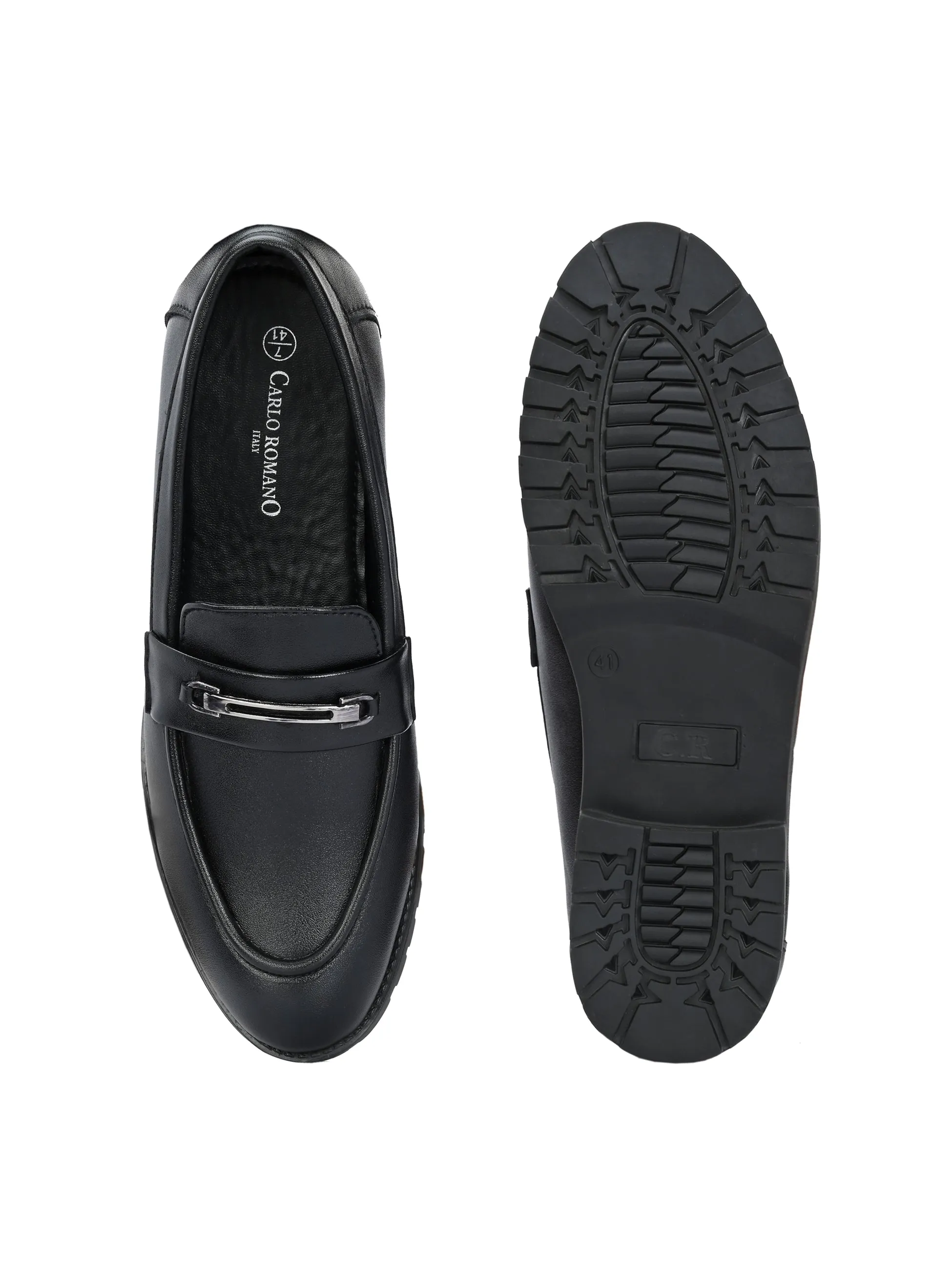 CARLO ROMANO BY WASAN BLACK COLOUR VEGAN LEATHER MOCCASIN FOR MEN