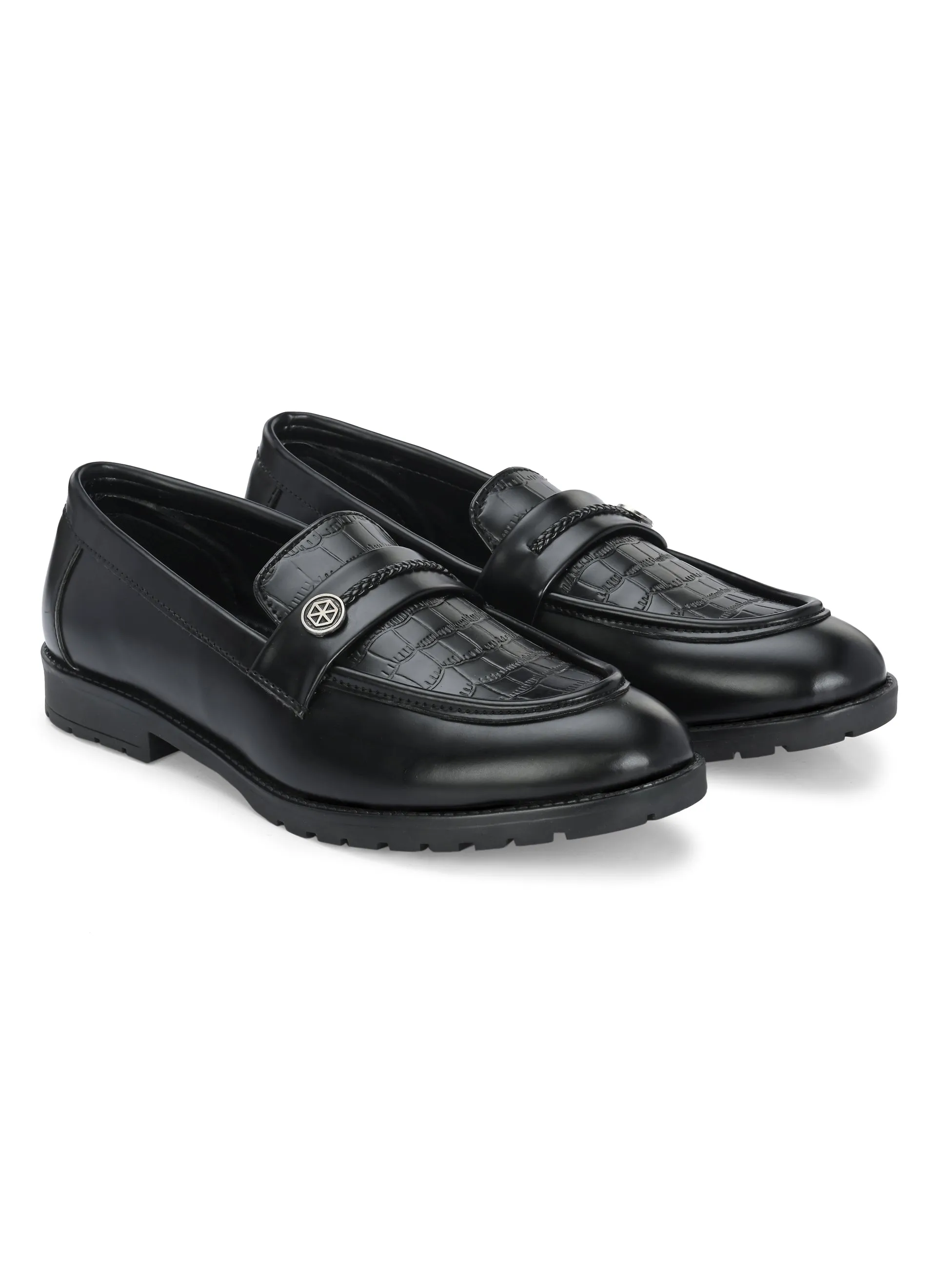 CARLO ROMANO BY WASAN BLACK COLOUR VEGAN LEATHER MOCCASIN FOR MEN