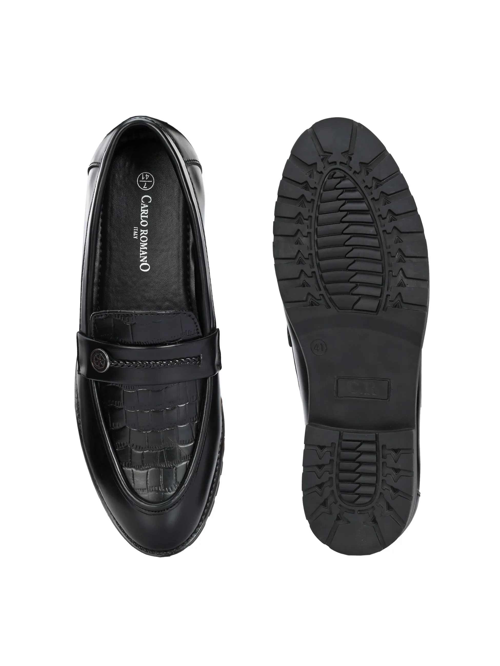 CARLO ROMANO BY WASAN BLACK COLOUR VEGAN LEATHER MOCCASIN FOR MEN