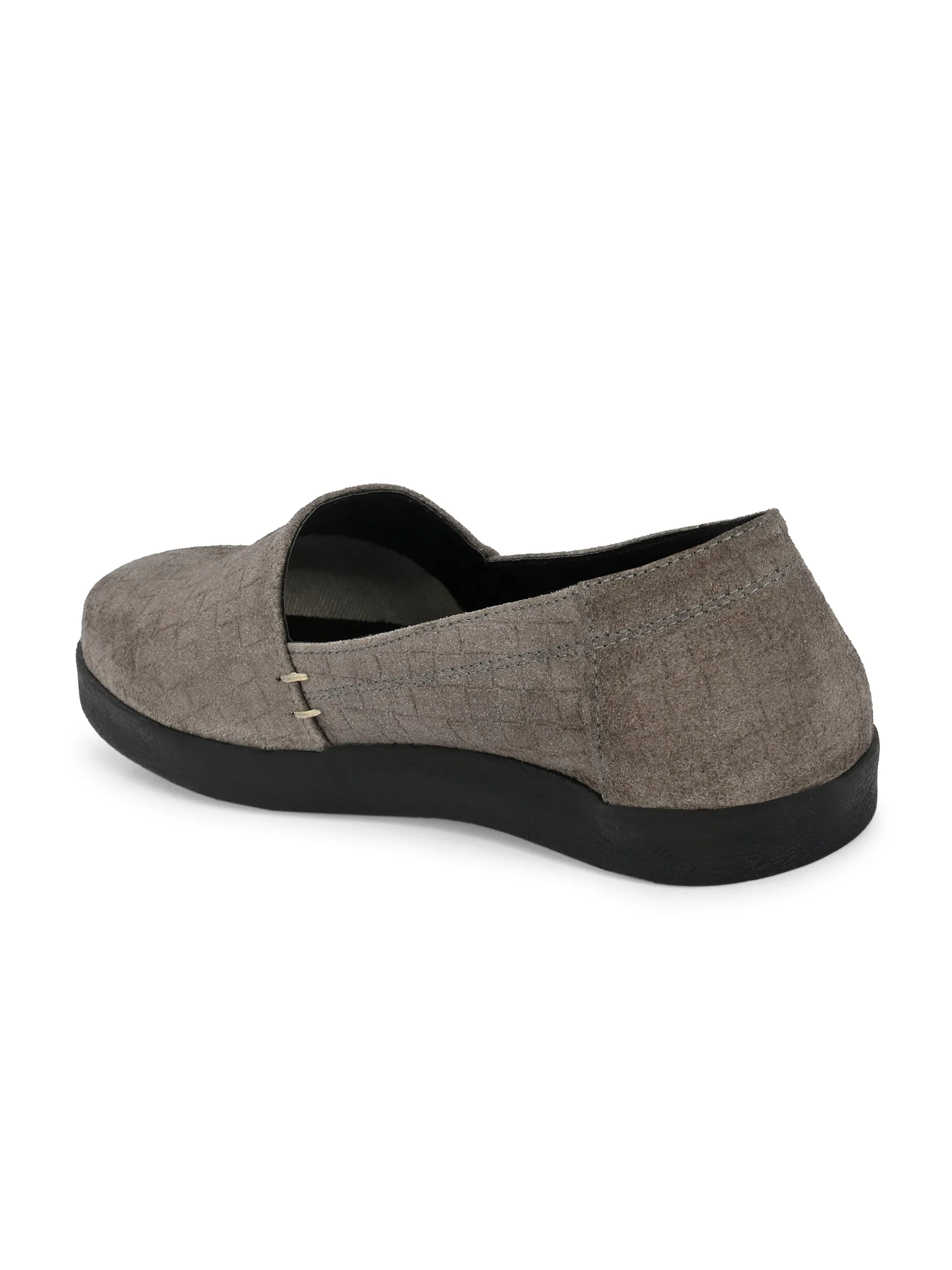 CARLO ROMANO GREY COLOR SUDE LEATHER MATT PRINTED MOCCASIN MOJRI FOR MEN