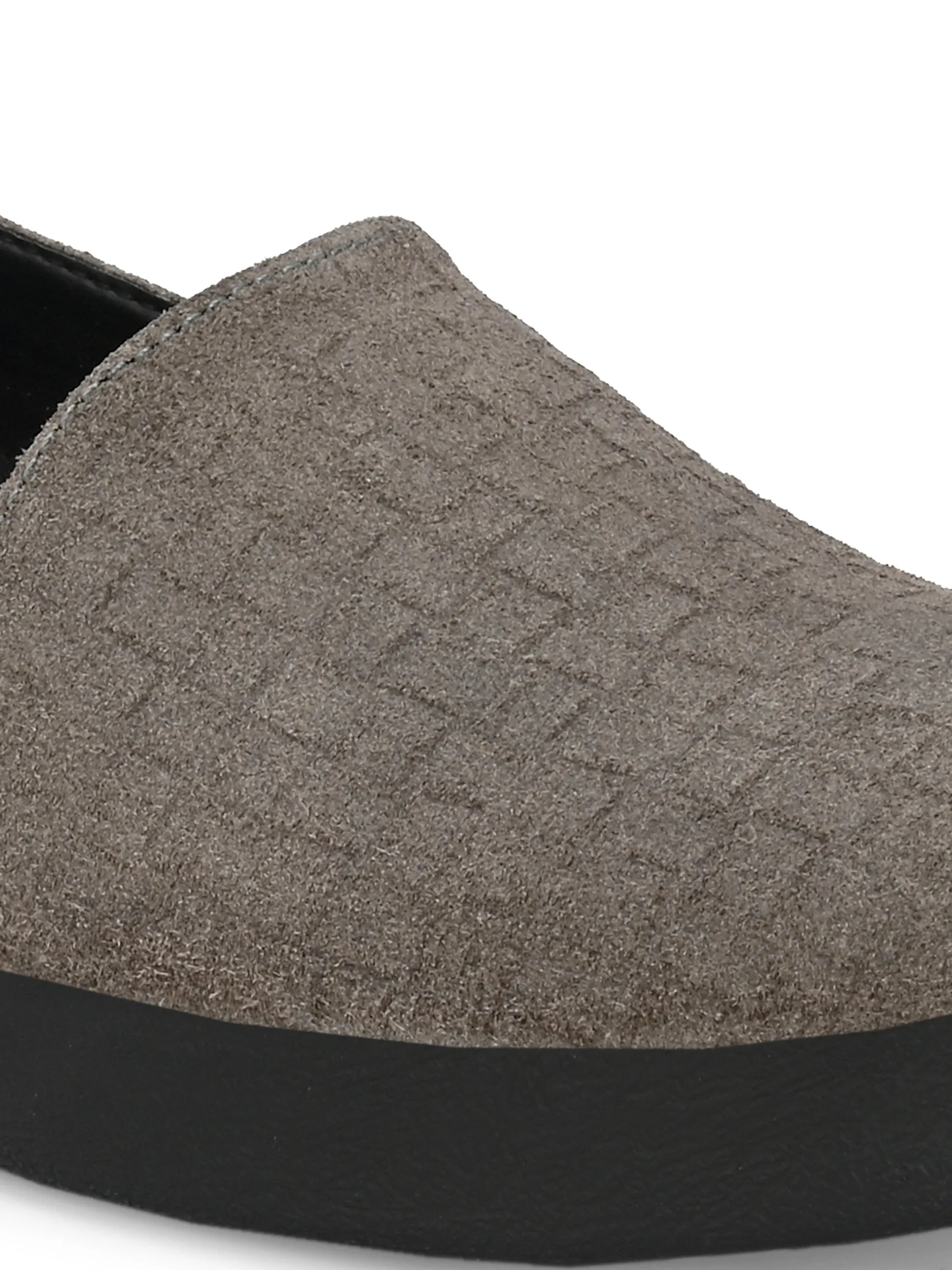 CARLO ROMANO GREY COLOR SUDE LEATHER MATT PRINTED MOCCASIN MOJRI FOR MEN