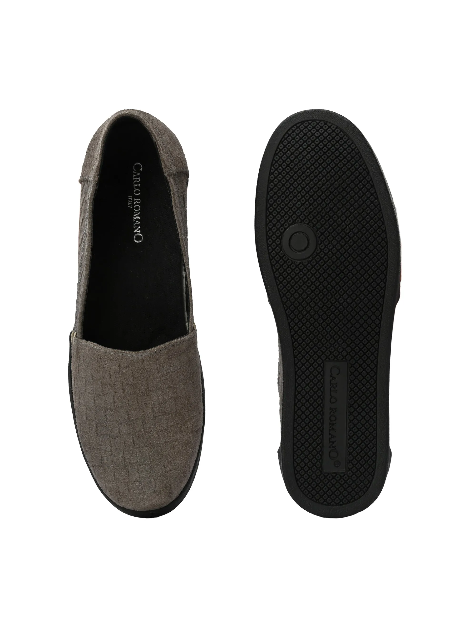 CARLO ROMANO GREY COLOR SUDE LEATHER MATT PRINTED MOCCASIN MOJRI FOR MEN