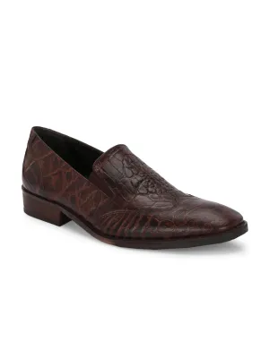 CARLO ROMANO TAN COLOR ITALIAN CROCODILE PRINTED LEATHER MOCCASIN SLIPON SHOE FOR MEN