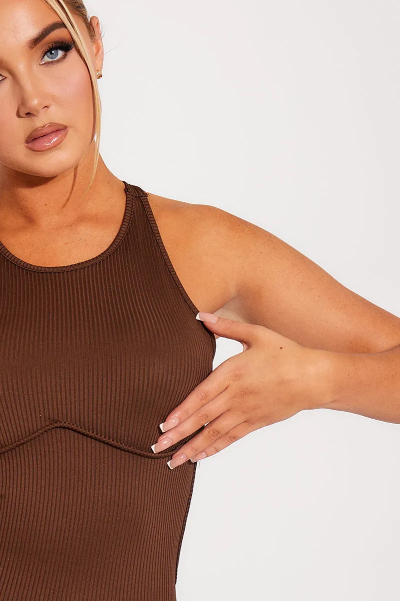 Chocolate Brown Sleeveless Maxi Dress | Sleek & Sultry | Effortless Elegance