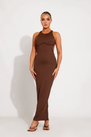 Chocolate Brown Sleeveless Maxi Dress | Sleek & Sultry | Effortless Elegance