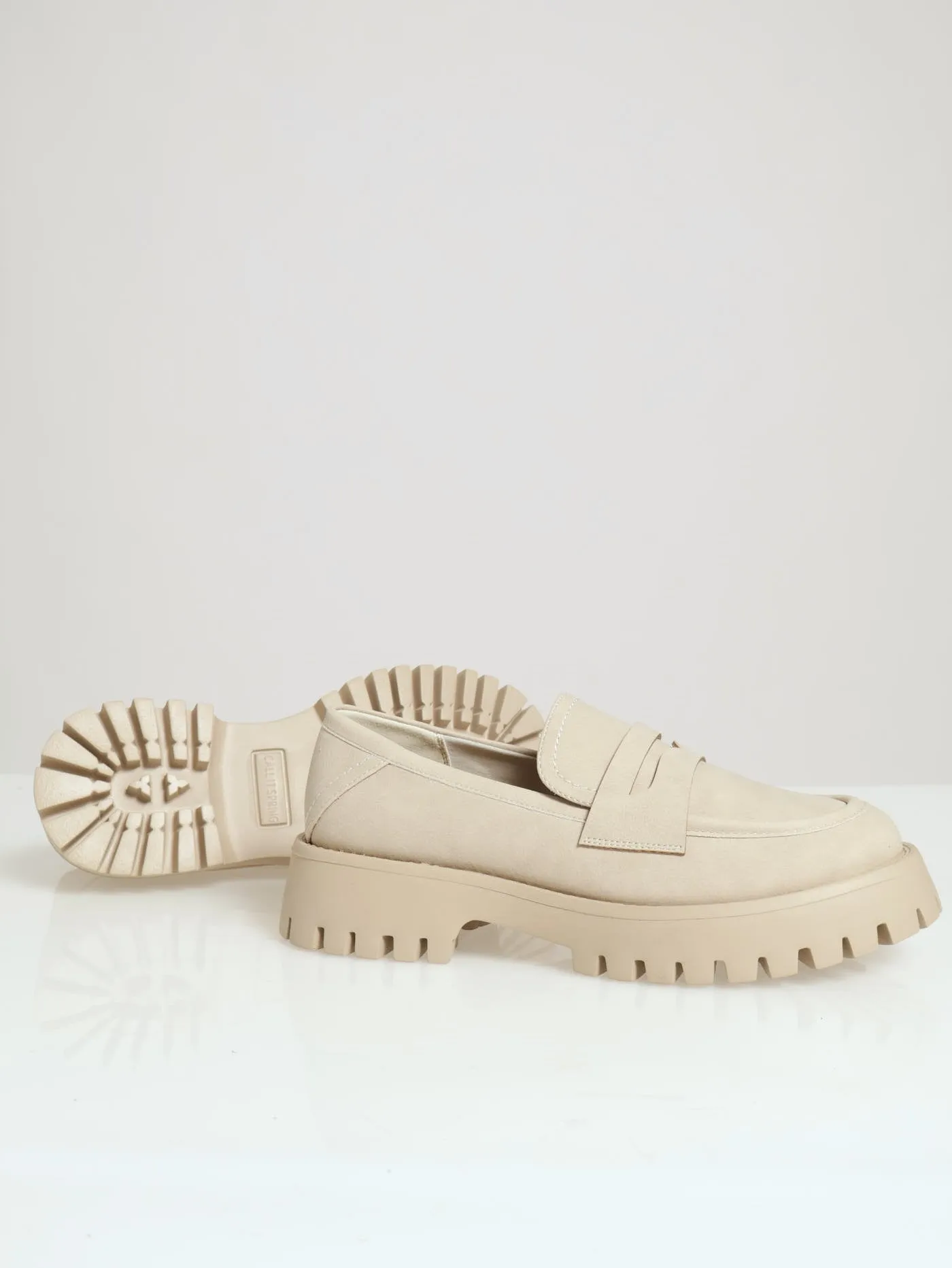 Chunky Slip On Loafer - Light Grey