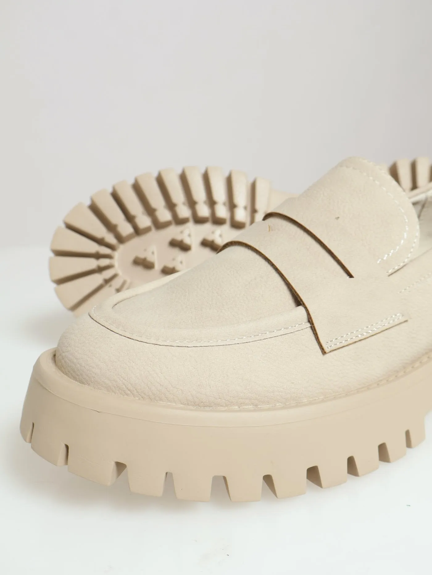 Chunky Slip On Loafer - Light Grey