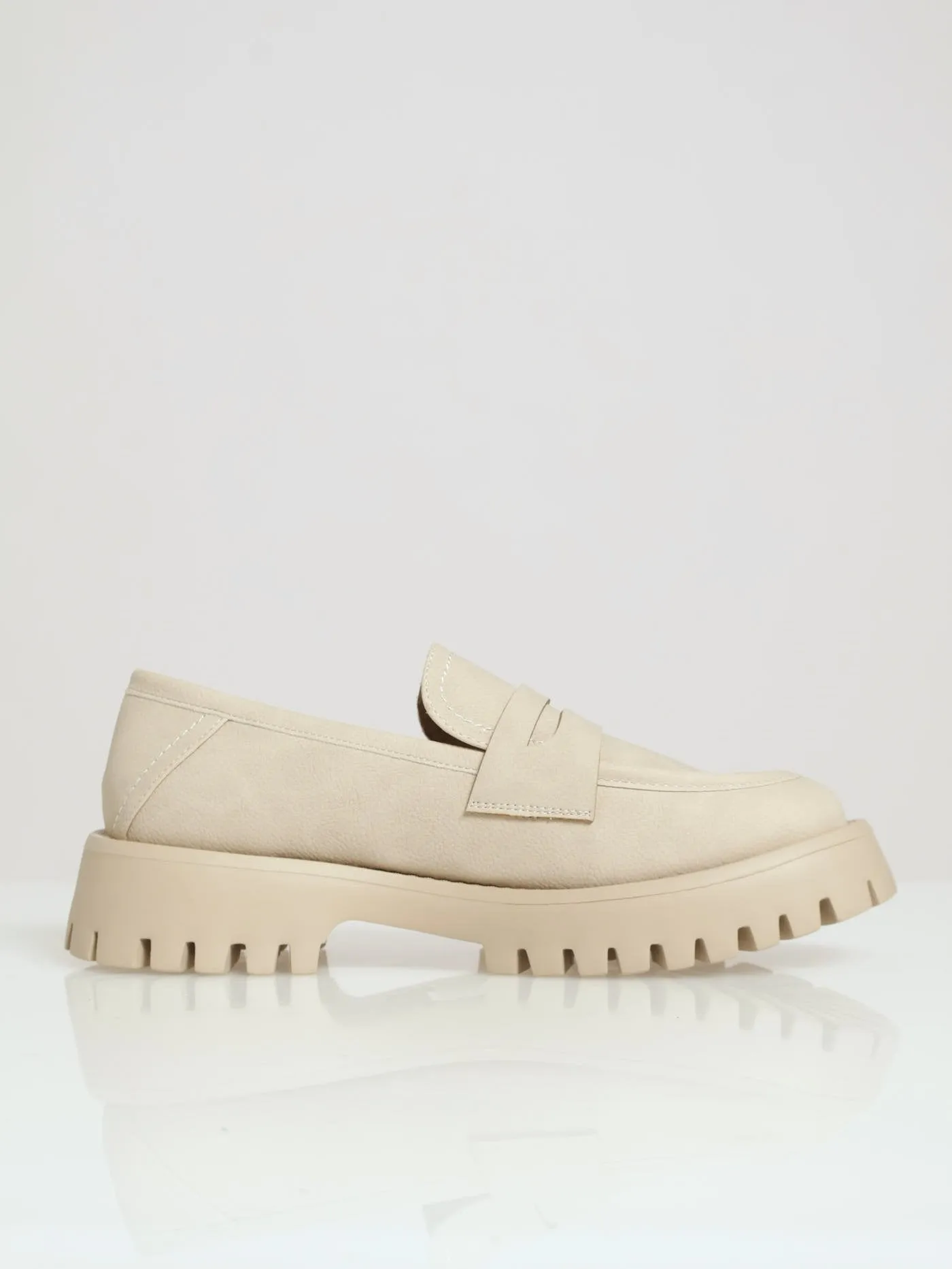 Chunky Slip On Loafer - Light Grey