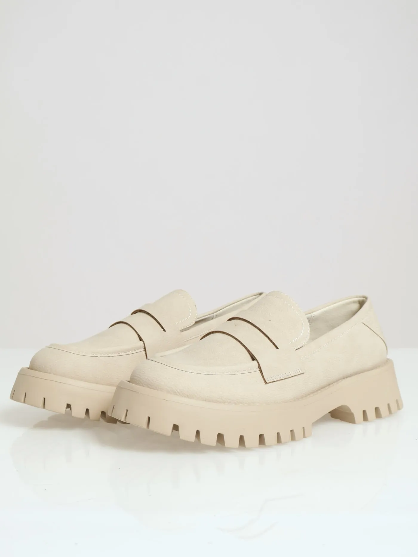 Chunky Slip On Loafer - Light Grey