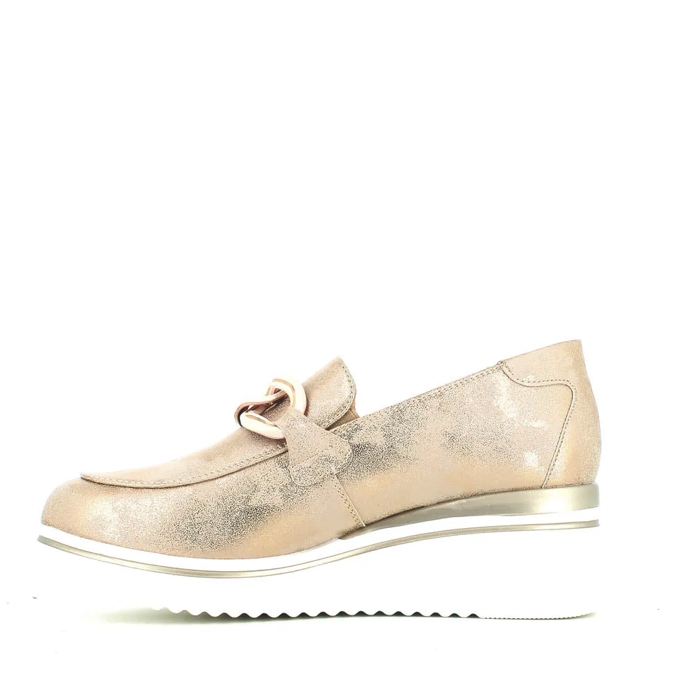 Cinders Edit Wedge Slip On Loafer Satin Beige