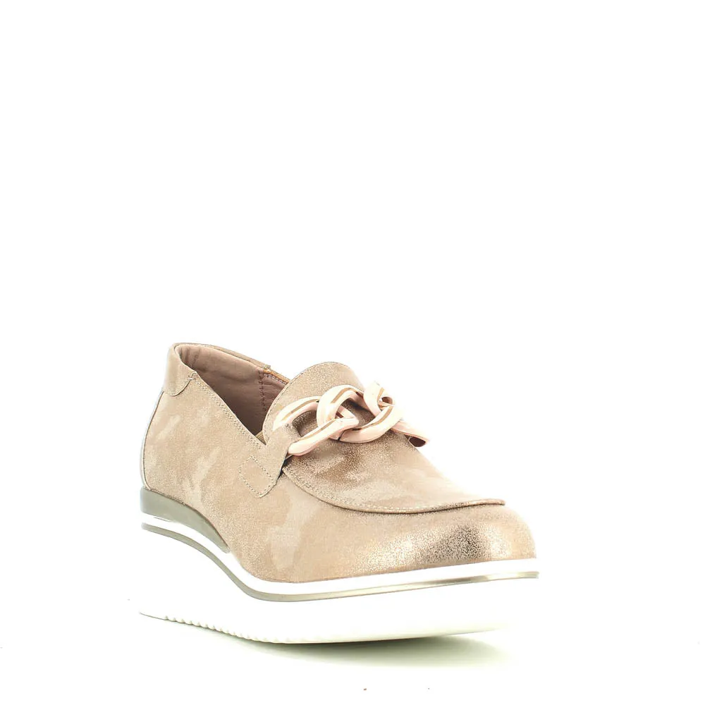 Cinders Edit Wedge Slip On Loafer Satin Beige