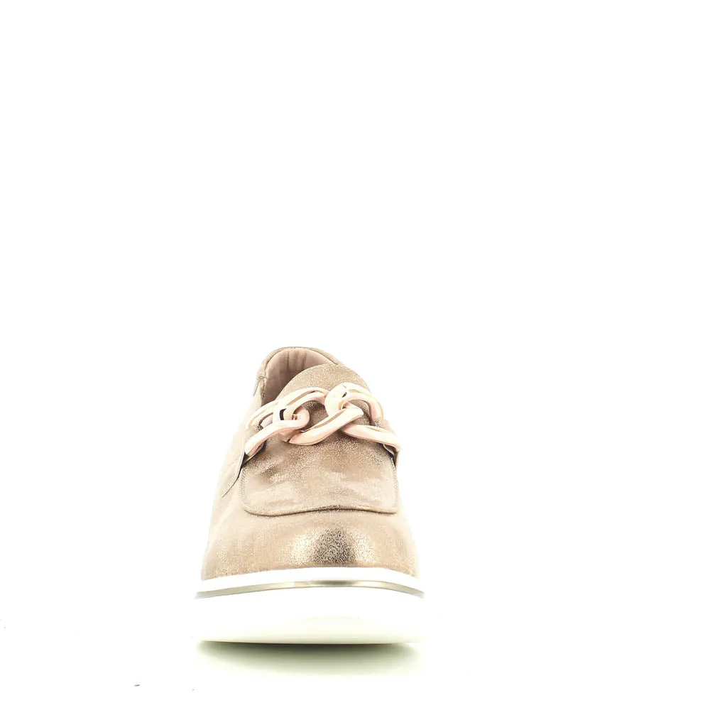 Cinders Edit Wedge Slip On Loafer Satin Beige