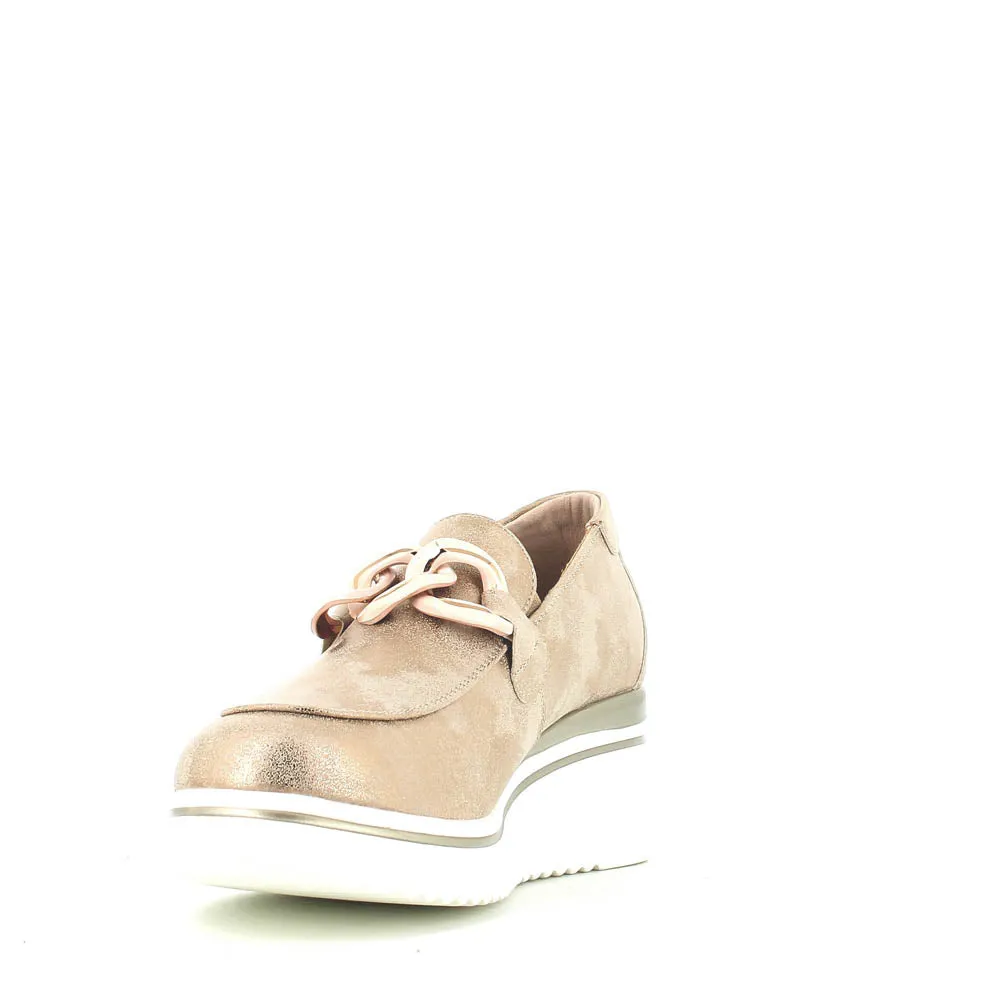 Cinders Edit Wedge Slip On Loafer Satin Beige