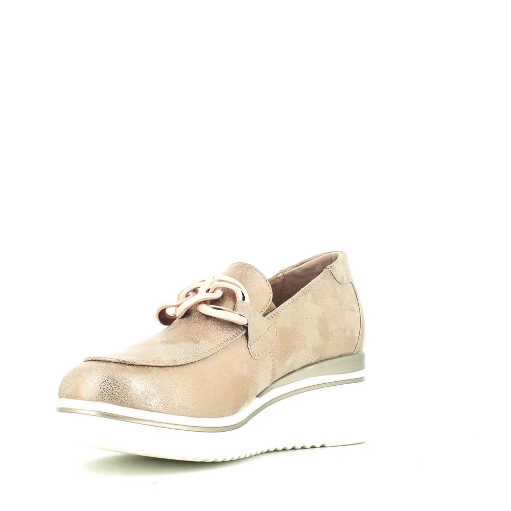 Cinders Edit Wedge Slip On Loafer Satin Beige