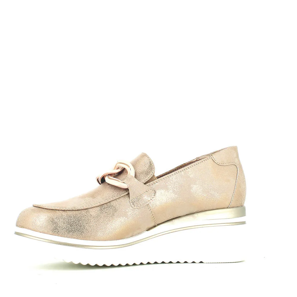 Cinders Edit Wedge Slip On Loafer Satin Beige