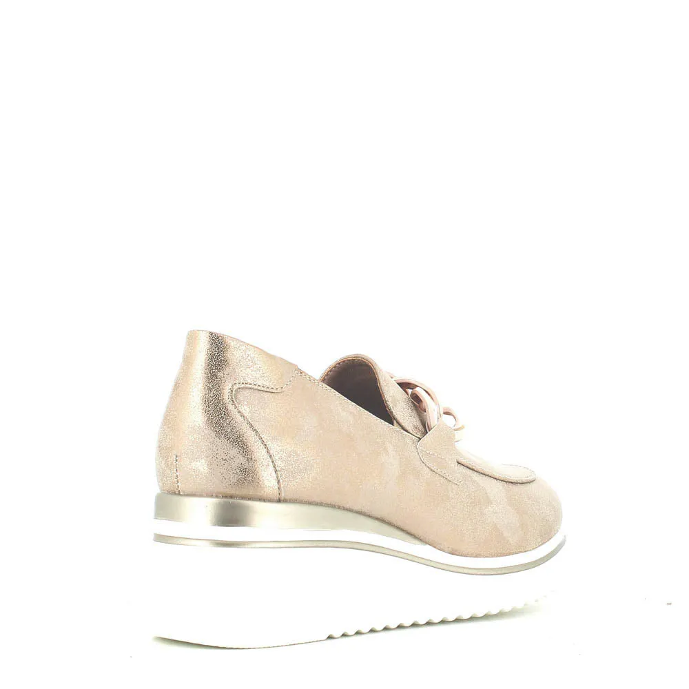 Cinders Edit Wedge Slip On Loafer Satin Beige