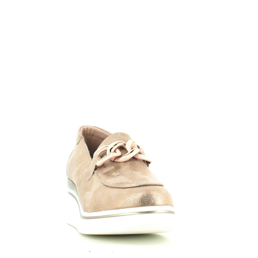 Cinders Edit Wedge Slip On Loafer Satin Beige