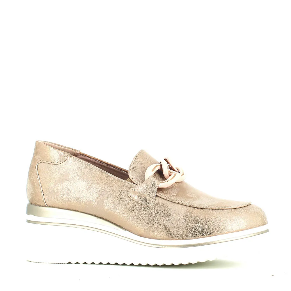 Cinders Edit Wedge Slip On Loafer Satin Beige