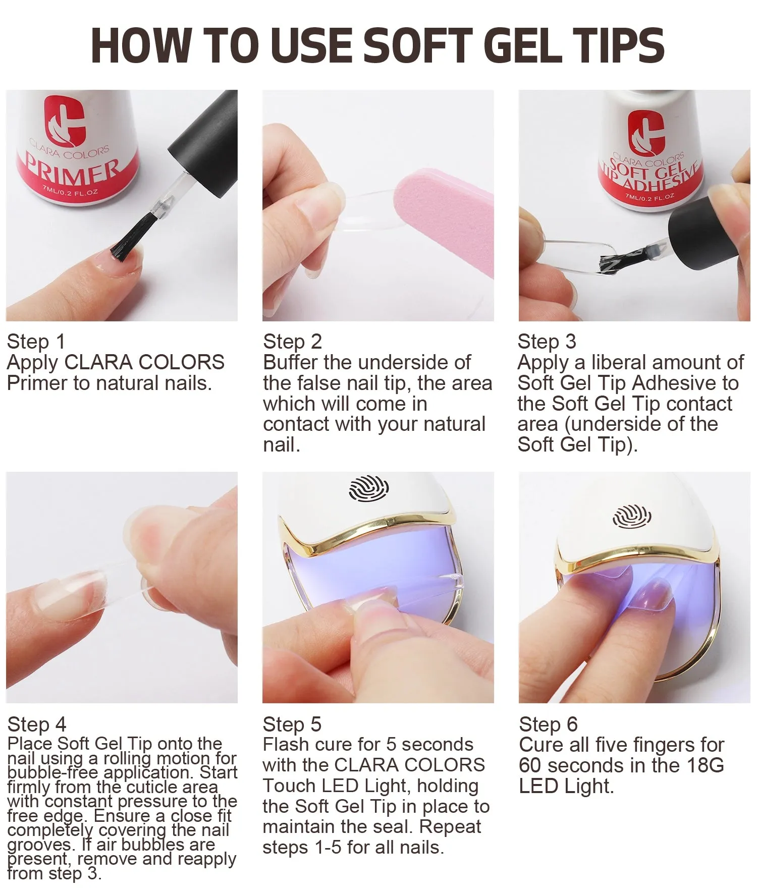 Clara Color - Full Cover Gel Tips - #18 Extra Long Coffin 550pcs