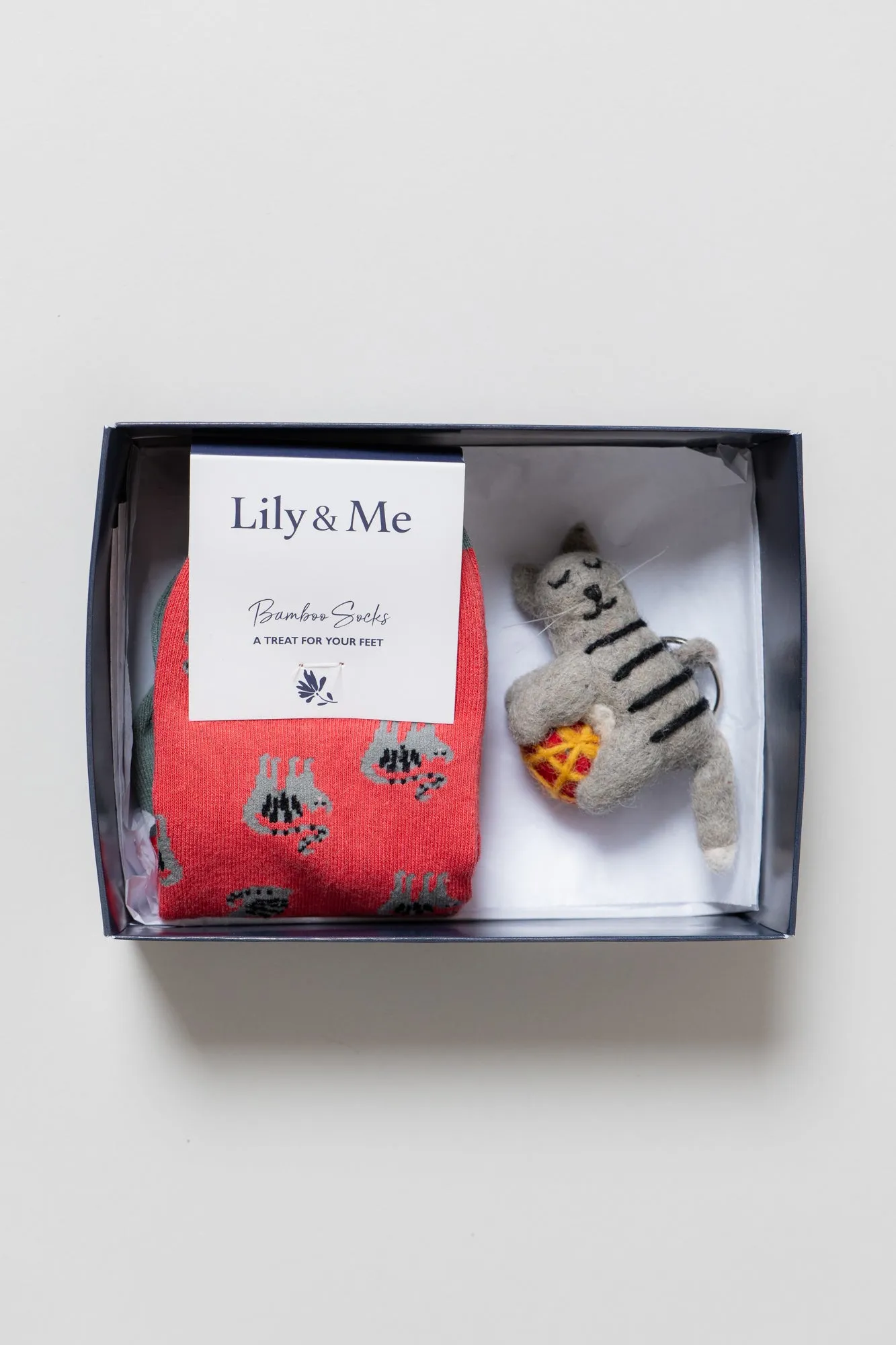 Claudia Cat Trainer Socks and Keyring Giftbox