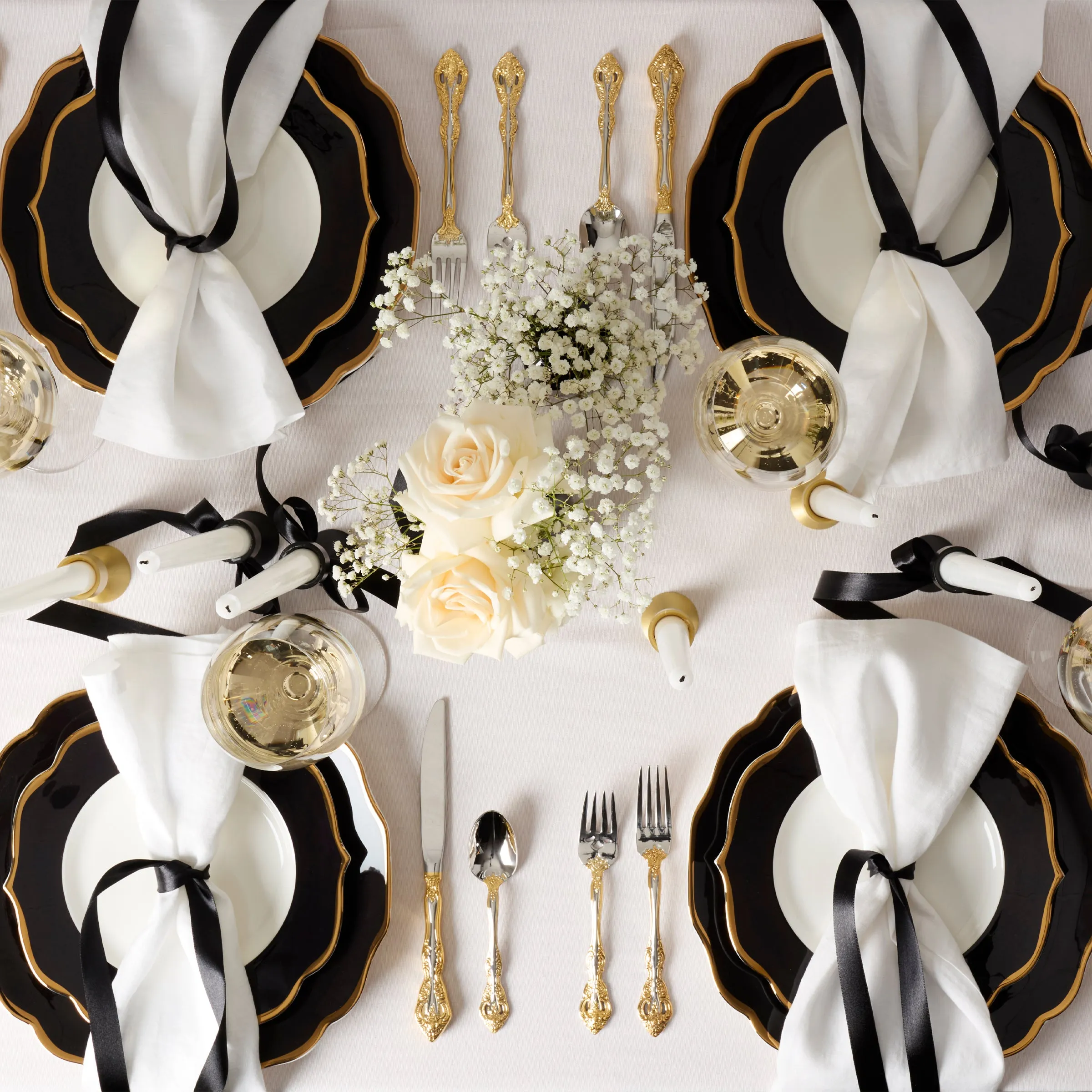 Contempo Luxe Black Dinner Plates, Set of 4