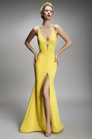 DEEP V HIGH SLIT LONG DRESS
