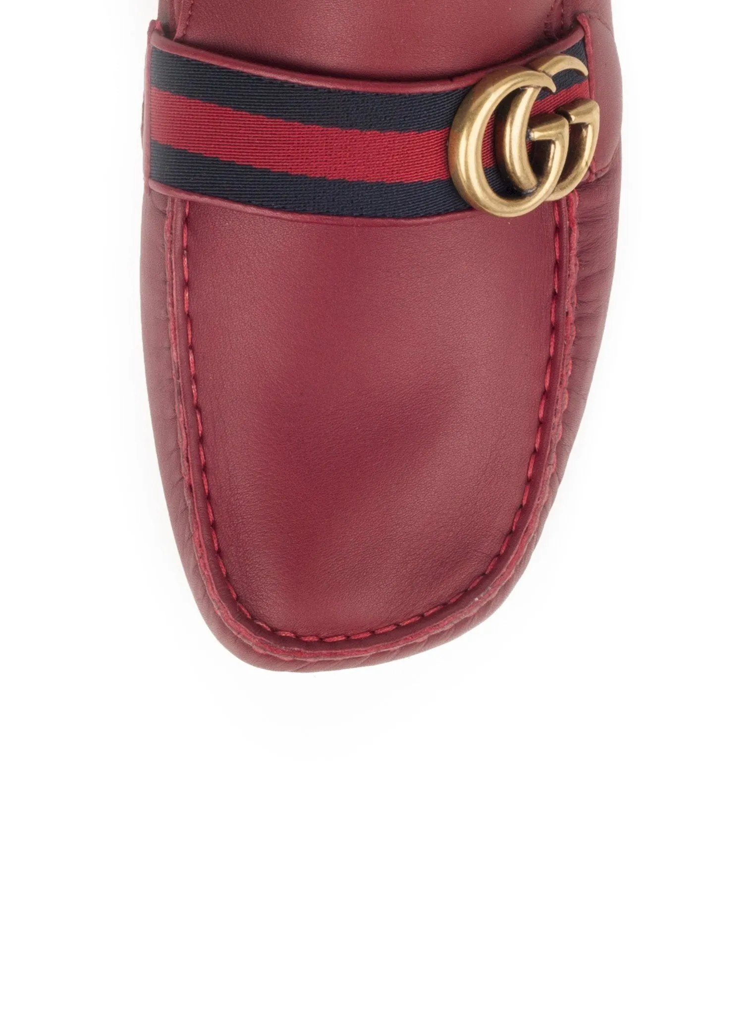 Double G Leather Web Moccasin Loafers - Red