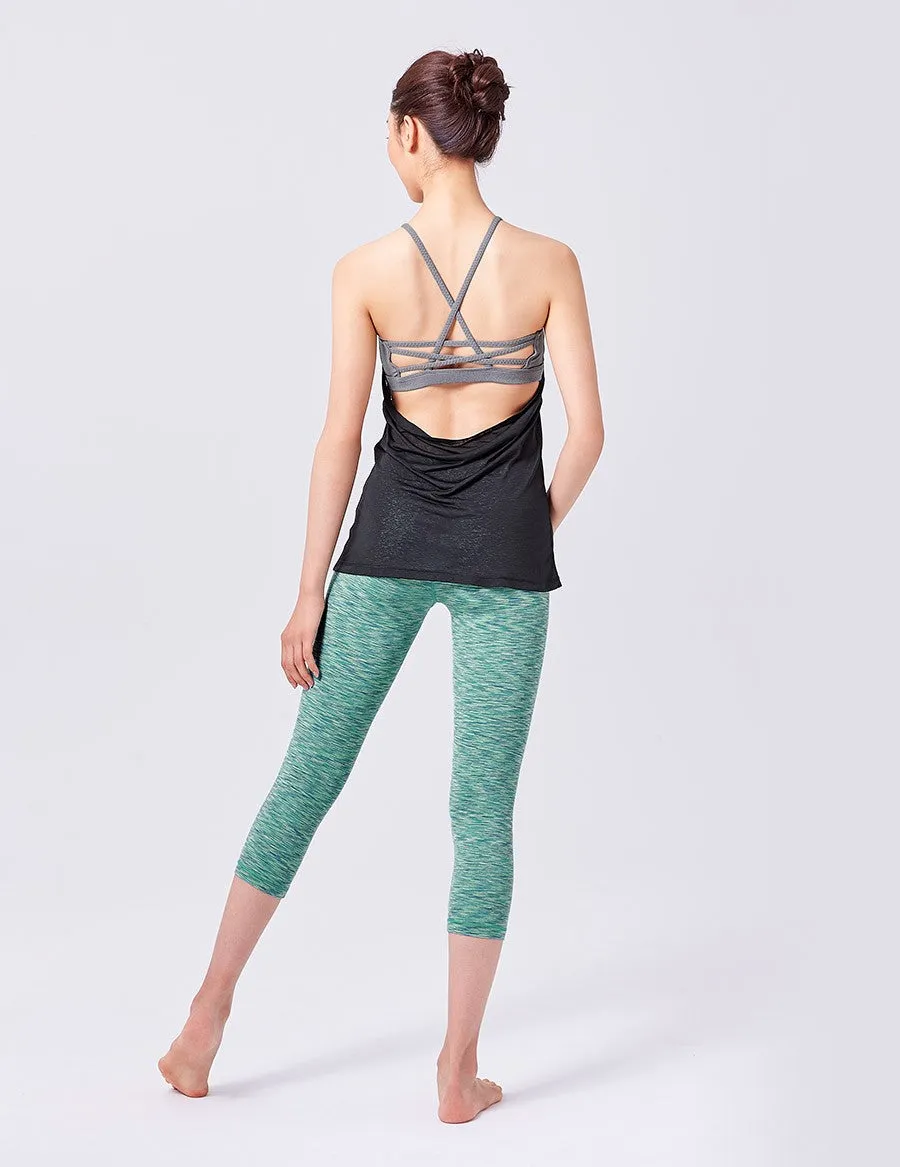easyoga LA-VEDA Twiggy Core Capris1 - D57 Dark/Light Green Stripe