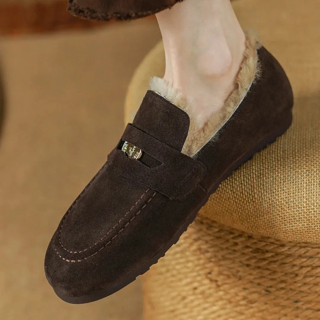 Ellen Wool-Lined Suede Flats