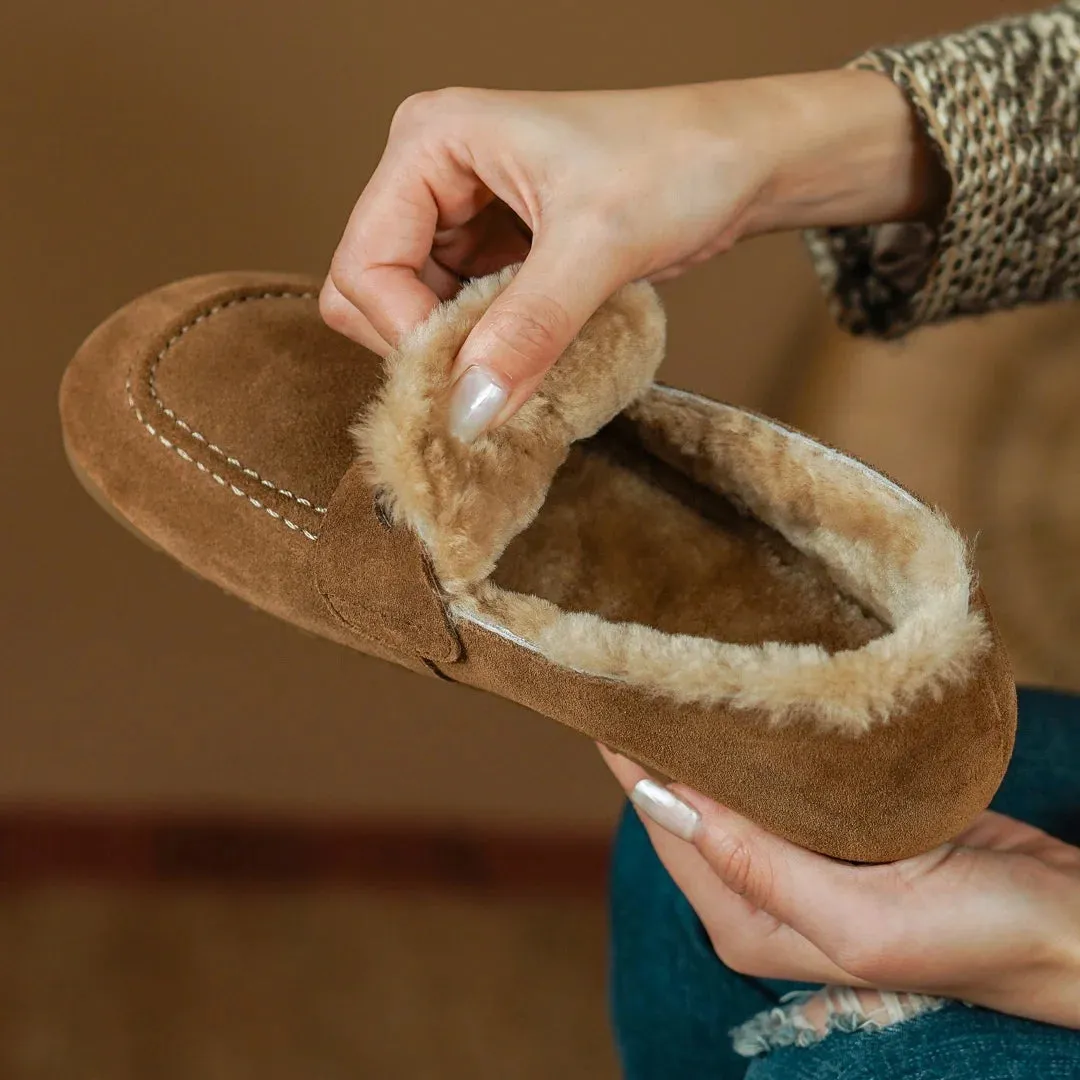 Ellen Wool-Lined Suede Flats