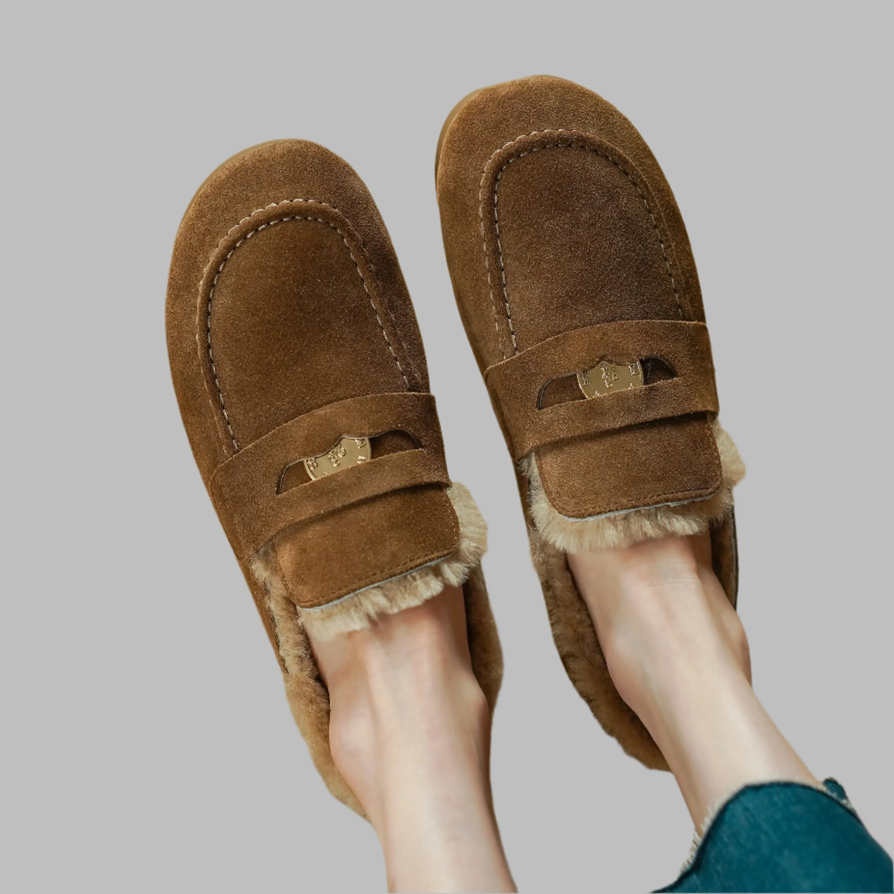 Ellen Wool-Lined Suede Flats