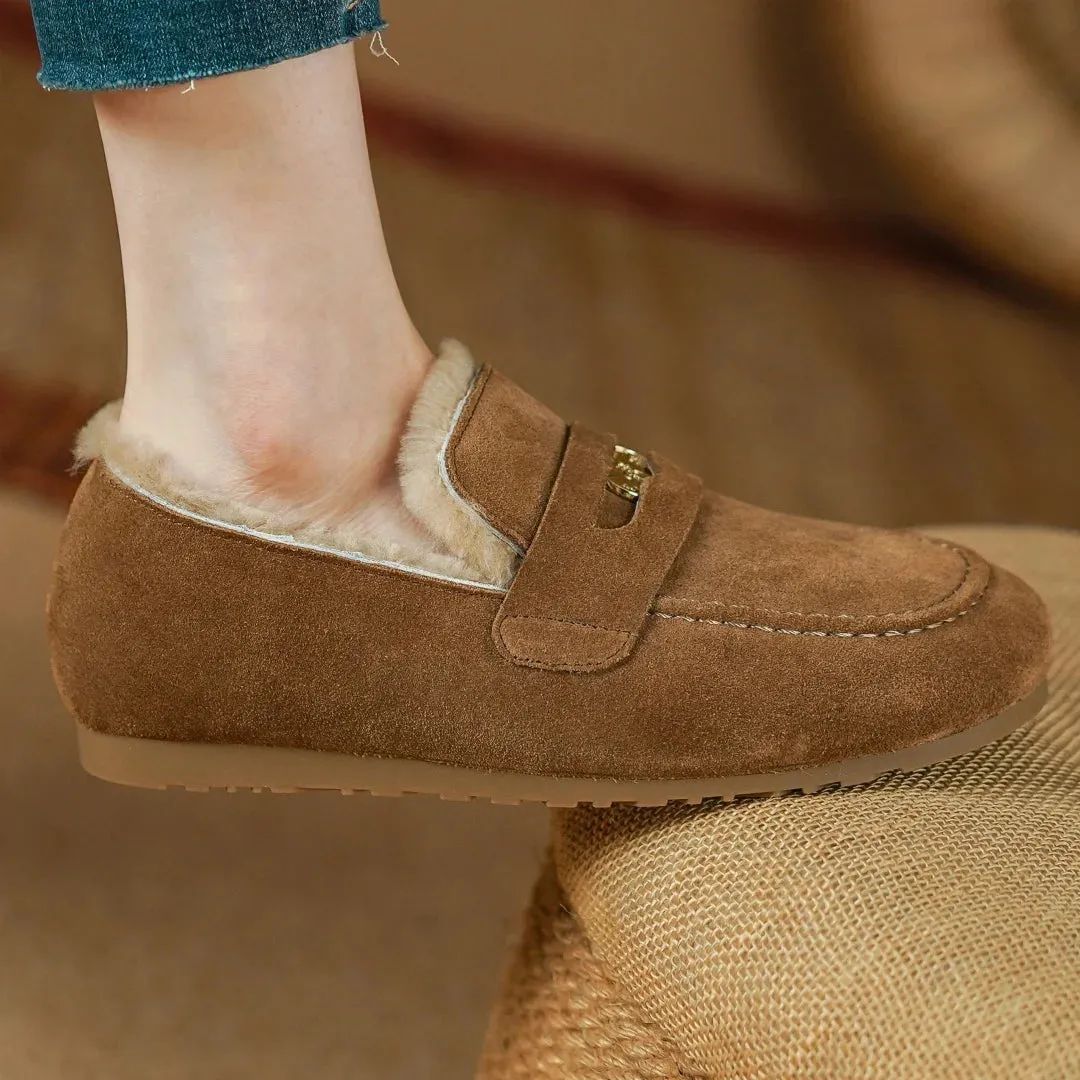 Ellen Wool-Lined Suede Flats