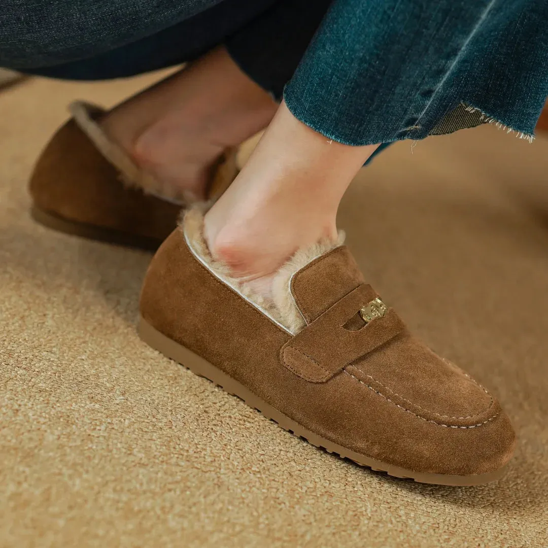 Ellen Wool-Lined Suede Flats