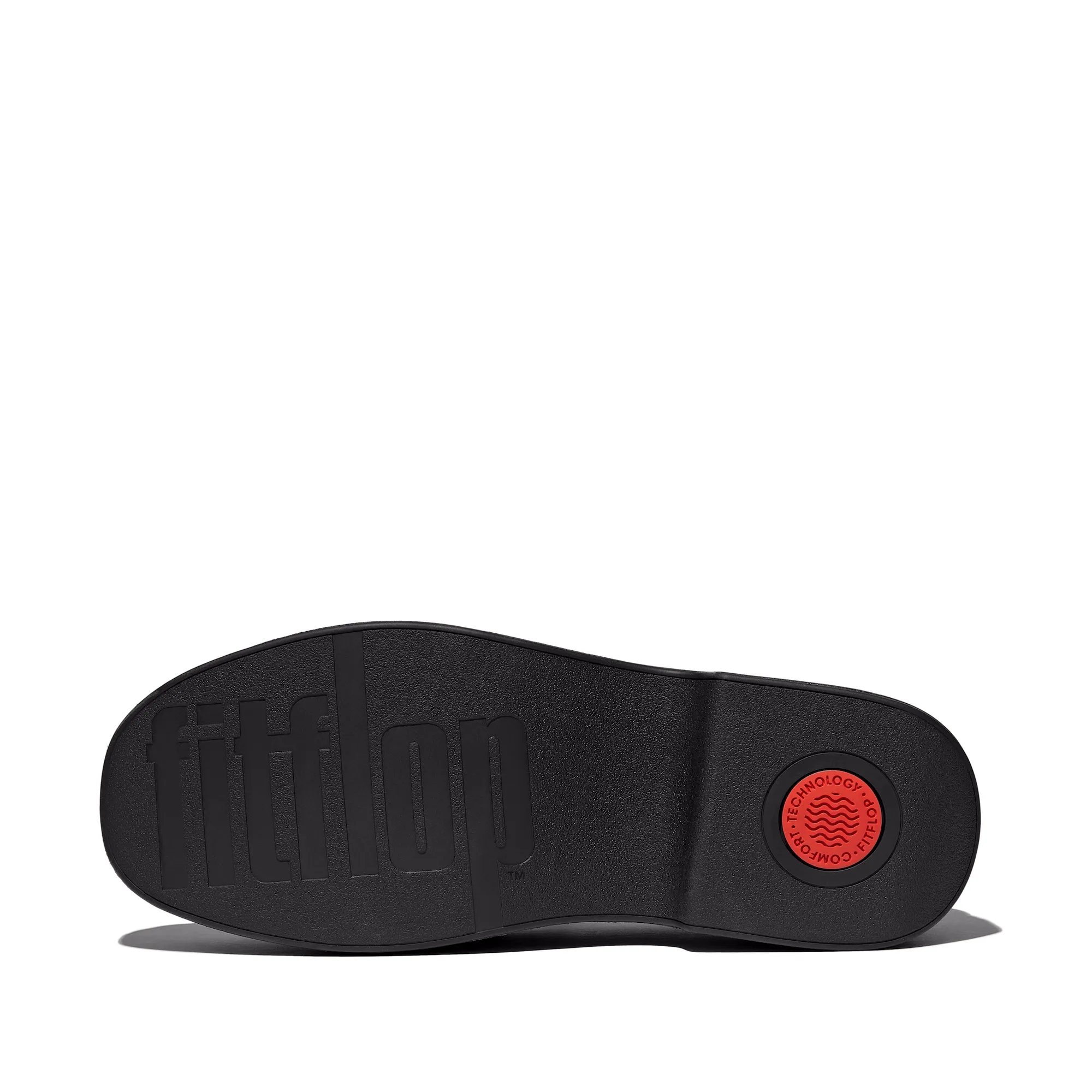 F-Luma Chunky-Snaffle Leather-Box Demi-Wedge Loafers in Black