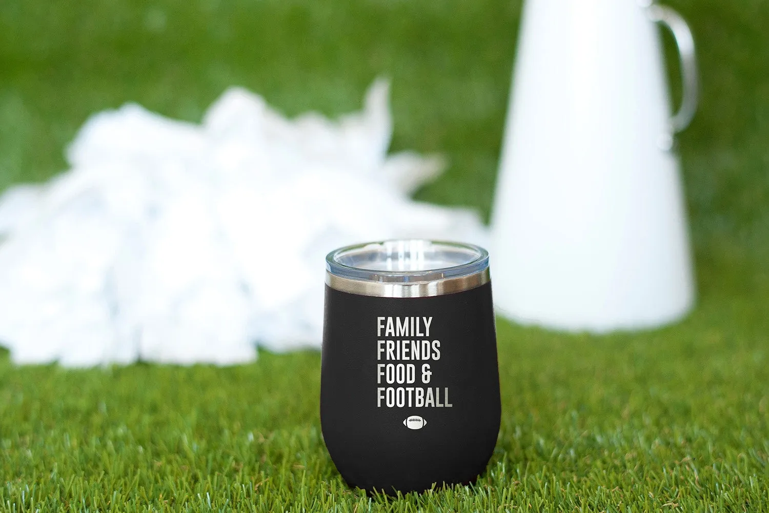 Family, Friends, Food & Football 12oz Tumbler