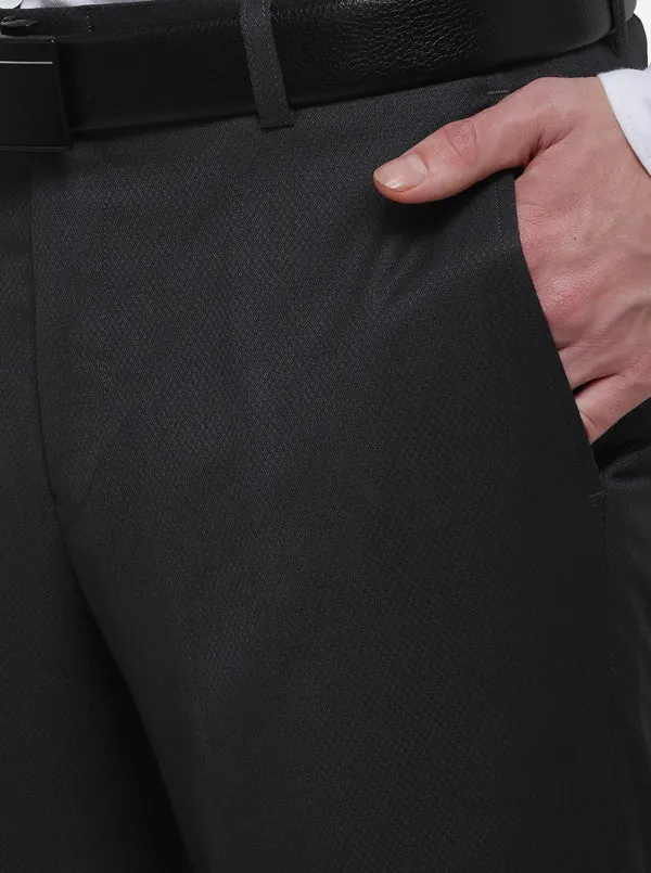 Grey Solid Slim Fit Formal Trouser | Metal